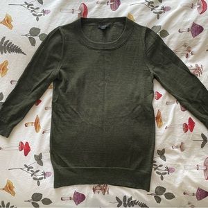 J. Crew Olive Green 100% Merino Wool Crewneck Sweater